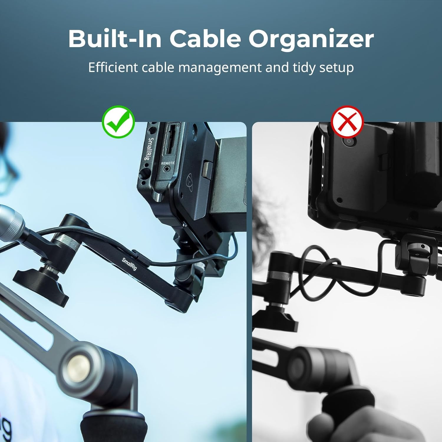 Smallrig Magic Arm with 360&deg; Ball Head & Damping Arm, Monitor Mounts Designed for Shoulder or Tripod Shooting, Built-In Cable Organizer, 2.0Kg (4.4Lb) Load, 145Mm (5.7") Length 5141 image number 6