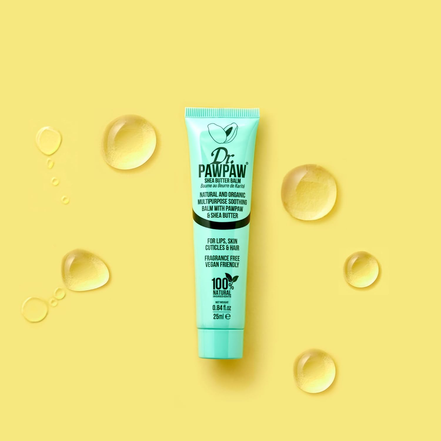 Dr. PAWPAW Multi-Purpose Fragrance Free Balm, for Lips, Skin, Hair & Beauty Finishing, Cuticles and Nails 25Ml (Shea Butter)