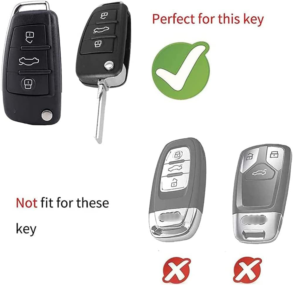 Ontto Metal Car Key Fob Cover Fit for Audi A1 A3 8P A4 A5 A6 C7 A7 S3 S7 S8 R8 Q2 Q3 Q5 Q7 Q8 SQ5 TT RS3 RS6 3 Buttons Flip Leather Key Case Shell Key Holder Keyring Keychain Accessories Black-Green - Black-Borwn image number 6