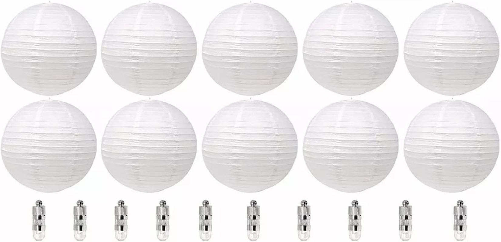 Chinese White Paper Lanterns LED Lights Decorative round Lanterns Wedding Christmas Party Decor Home Garden Hotel Bar DIY Children'S Painting 10Pcs image number 5