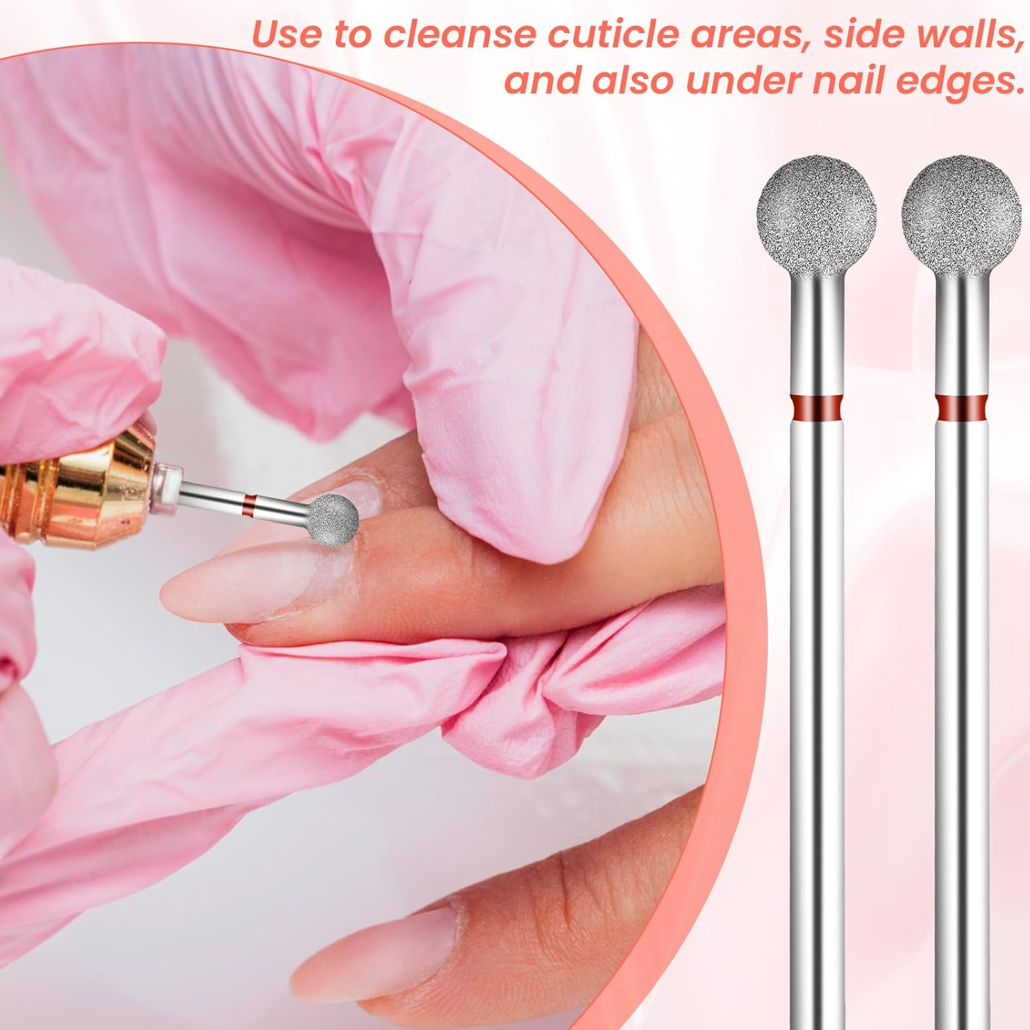 6 Pcs Nail Drill Bits Ball Bit Nail Drill Cuticle Bit for Nail Drill 3/32'' Cleaning Nail Bits Professional Cuticle Drill Bits for Acrylic Manicure Pedicure Cuticle Gel Polishing