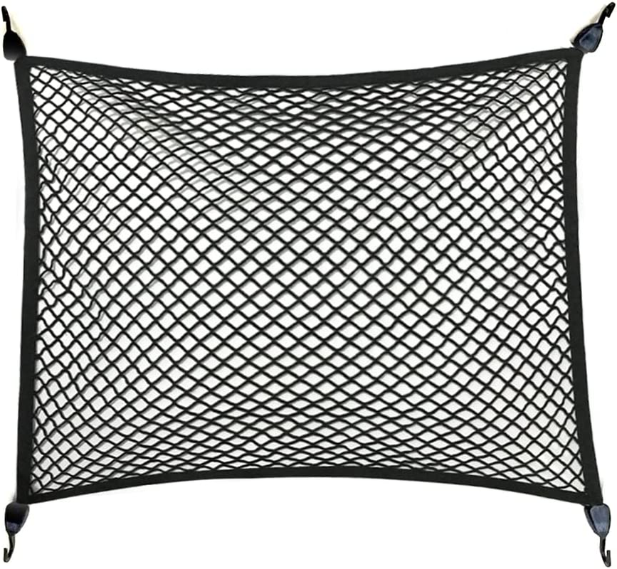 Premium Quality Adjustable Elastic Cargo Net Universal Stretchable Truck Net with Hooks,Storage Bag for Car, SUV, Truck, Pickup Trucks Black 40X32In