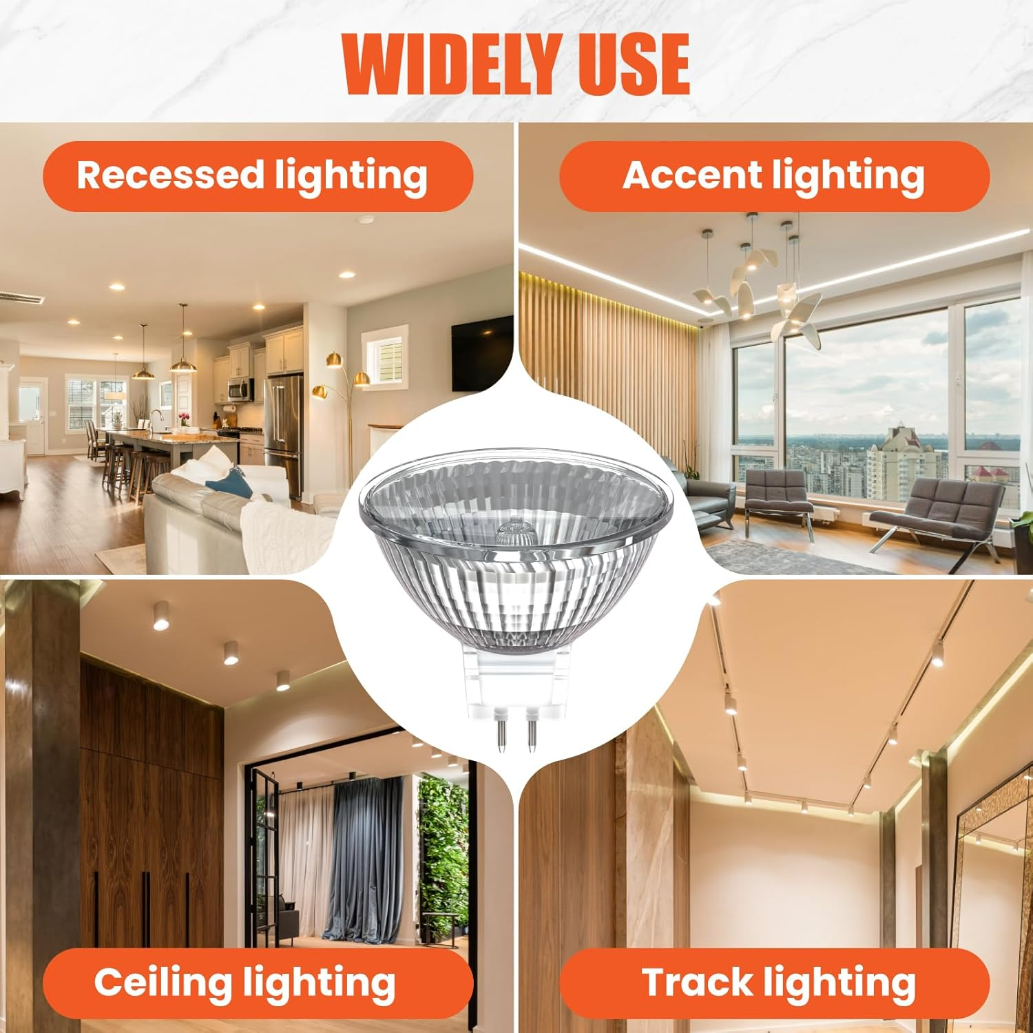 Brightark MR16 Halogen Bulbs 50W 12V Dimmable GU5.3 Spotlights Bulb Warm White 2800K, GU5.3 Bi-Pin Base Spotlight Reflector Lamp for Corridor Kitchen Balcony (6 Pcs) image number 5