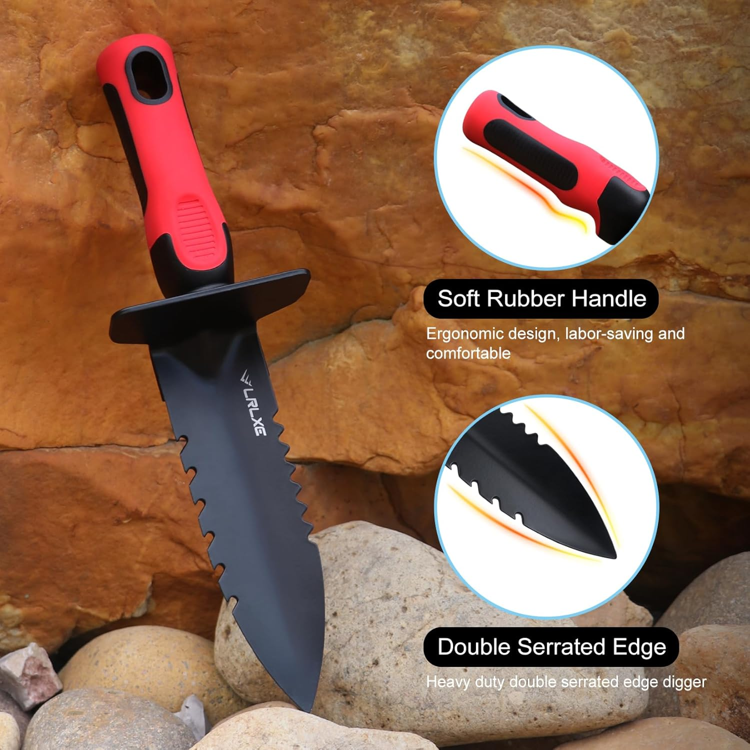 Heavy Duty Double Serrated Edge Digger, Metal Detecting Tool with Sheath, Belt Mounted, Gardening Accessories image number 2