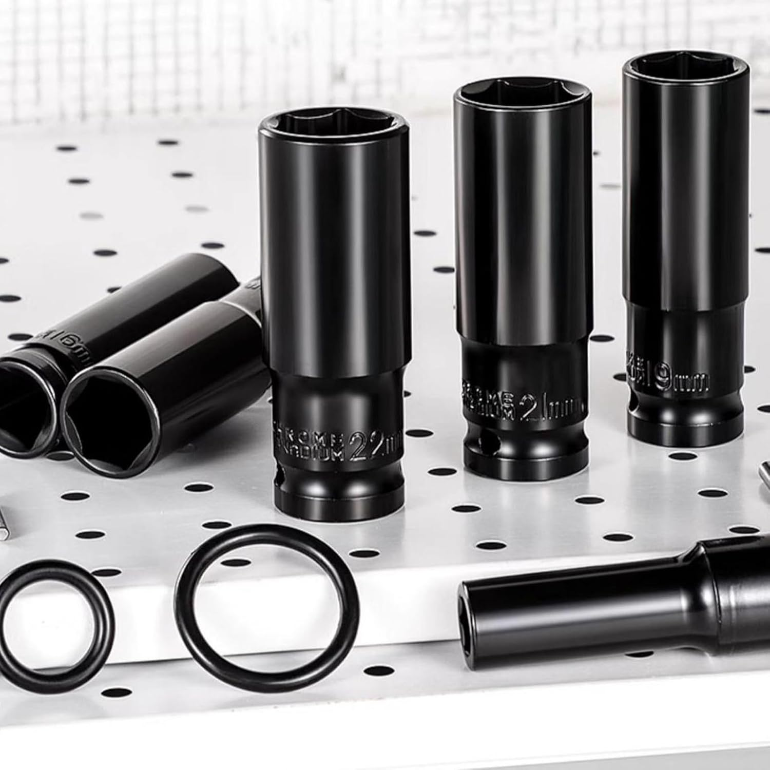 Yanzisura Deep Well Socket Set - 8-32MM Heavy Duty Socket Set,20X Driver Adapter Extractor Tool 1/2 Inch for Automotive Repair Maintenance Industrial image number 1