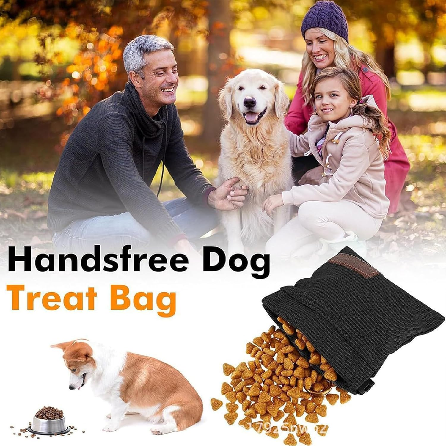 2Pcs Dog Treat Pouch, Portable Dog Training Pouch,Dog Walking Bag, Easy Access, Keep Snack Smell, Pet Training Travel or Outdoor Use (Black *1+ Gray *1) image number 6