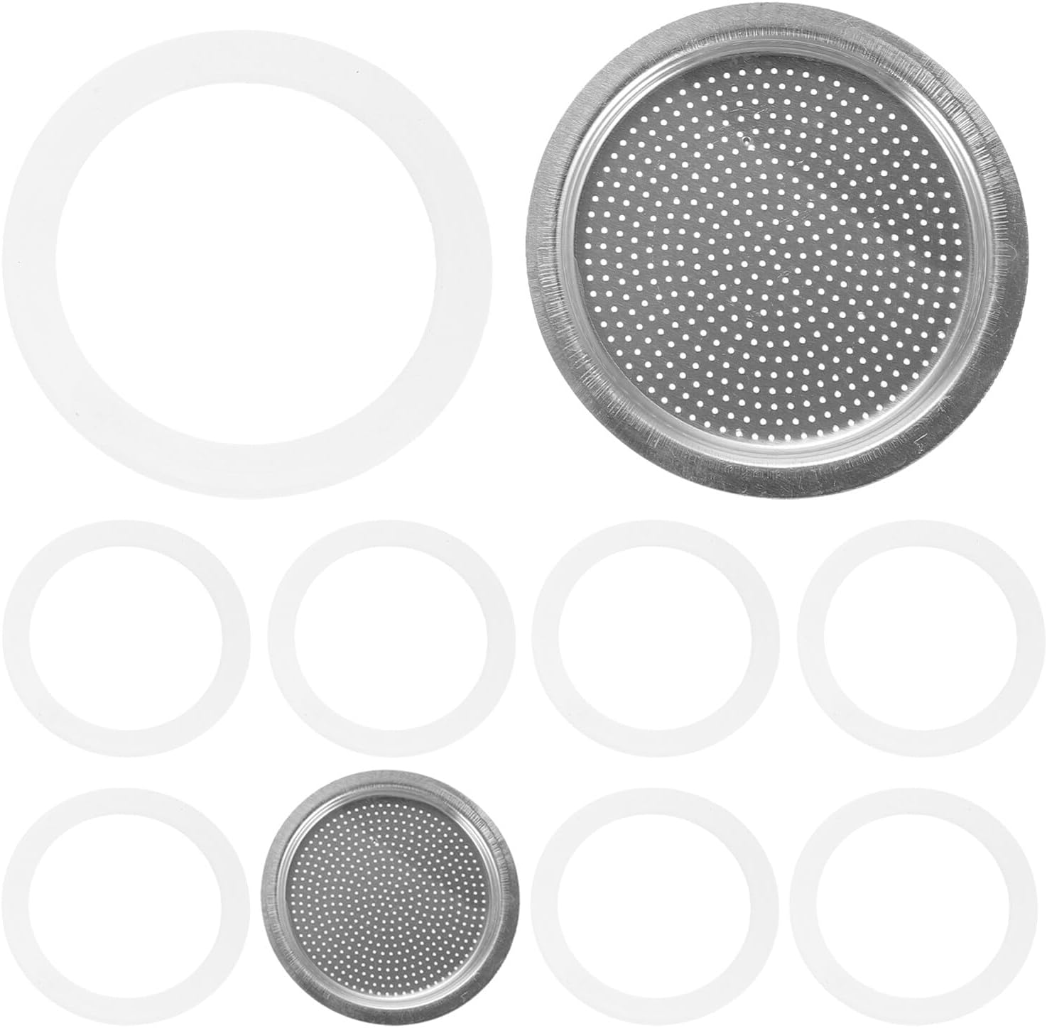 OHPHCALL 10Pcs Silicone Gasket and Filter Set for 450Ml Espresso Coffee Pot, Food Safe Sealing Rings and Replacement Filters for Stovetop Coffee Makers, Compatible Espresso Machine Spare image number 5