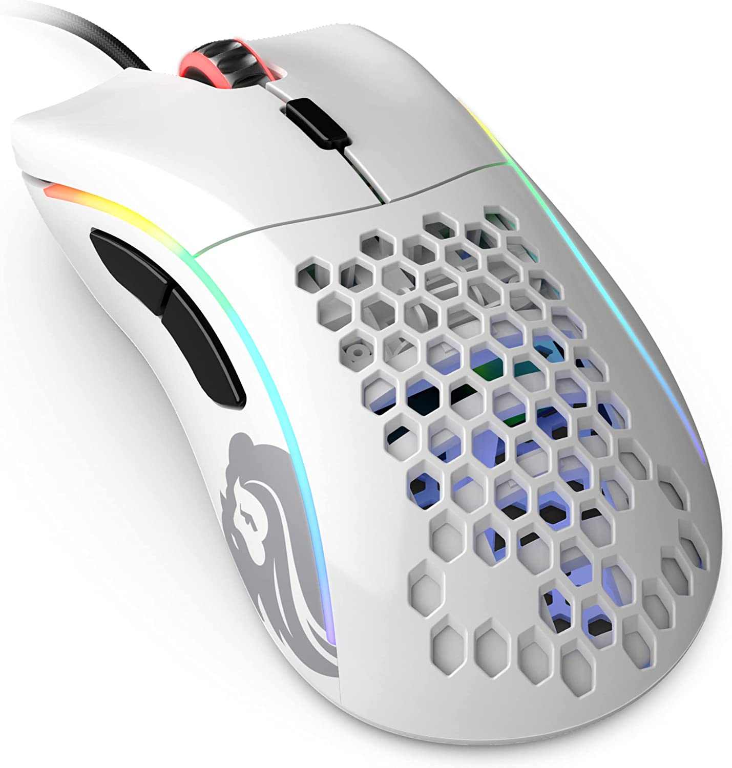 Gloriuos White Gaming Mouse - Glorious Model D Gaming Mouse Honeycomb - Ultralight RGB Mouse - PC Mouse - 68 G - Glossy White Mouse image number 4
