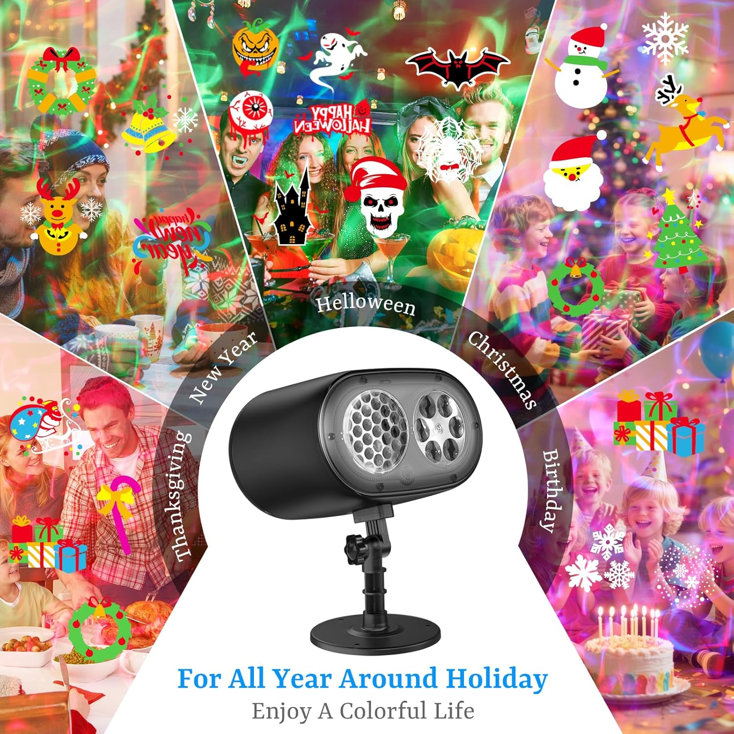 Halloween and Christmas (2025) Waterproof IP67 Projector Lights Outdoor Lighting with Northern Lights Festive Atmosphere for Home Garden Party Decoration with Remote Control image number 4