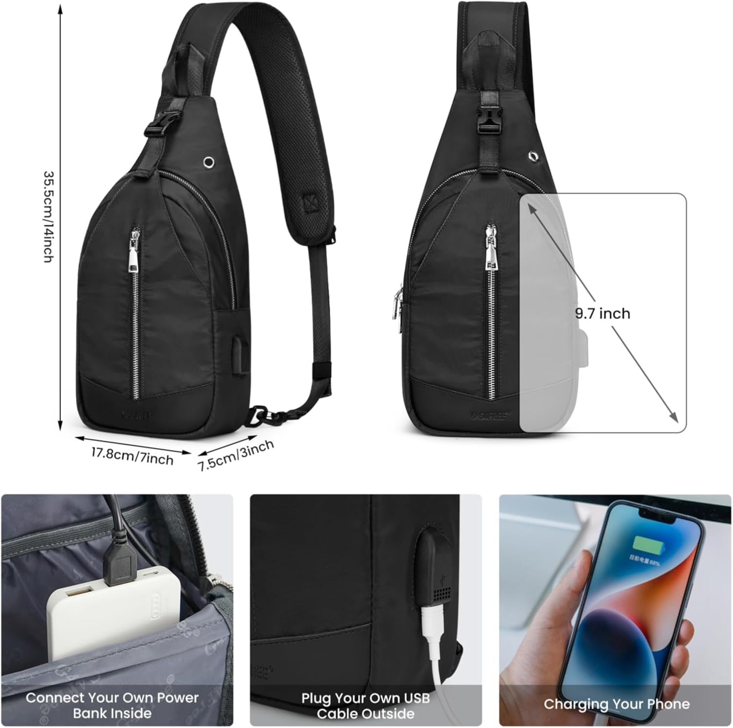 G4Free Sling Bag Backpack Chest Shoulder Bag Hiking Daypacks Crossbody Gym Daypack for Outdoor Walking Travel Men Women image number 3