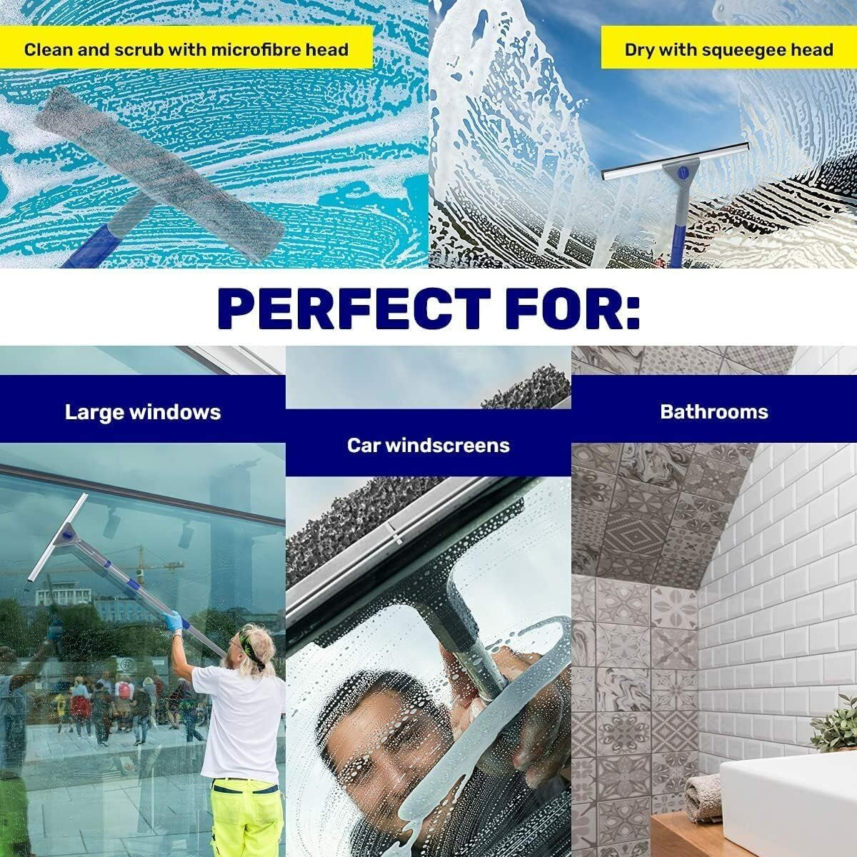 Xtra Kleen Telescopic Extendable Handle Window Cleaning Squeegee Set
