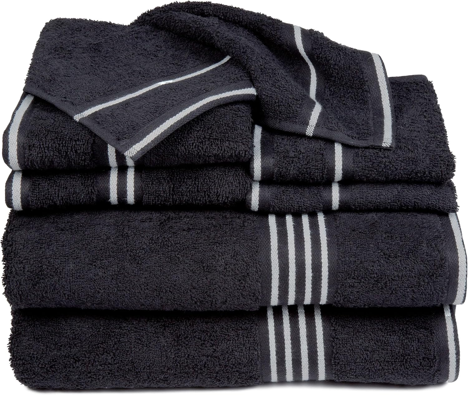 Lavish Home Rio 8 Piece 100% Cotton Towel Set - Black, Medium