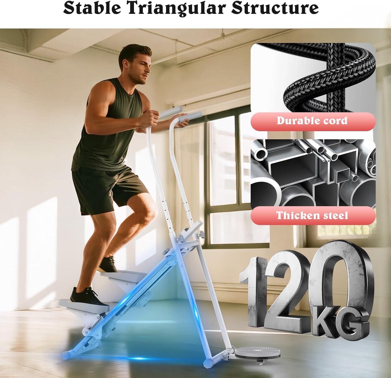 Advwin Stair Stepper for Home Gym, Vertical Climber Exercise Machine for Full Body Cardio W/Twisting Waist Disc, Folding Stair Climber W/Adjustable Pedal Tilt & Handlebar & Resistance image number 6