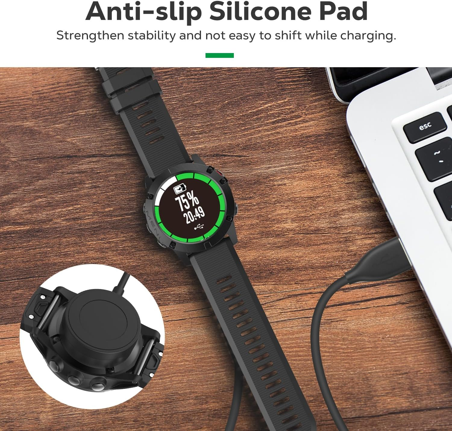 Astorgos Charger Dock Compatible with Garmin Vivoactive 3/4/4S/Venu/Fenix 7/7S/7X/5/5 Plus/5S/5S Plus/5X/5X Plus/6/6S/6X/6 Pro/6S Pro/6X Pro/Forerunner 745/Instinct, USB Data Charging Station, Black