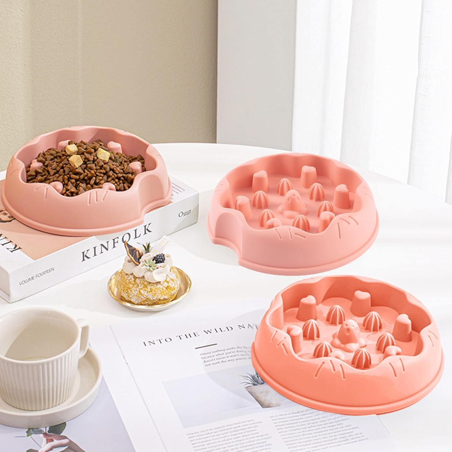 Cat Slow Feeder Bowl | Slow Eating Pet Bowl Dogs and Cats Bowl | Slow Feeder Bowl Healthy Eating Diet Cat Puzzle Feeder for Small, Medium and Large Pets Helves