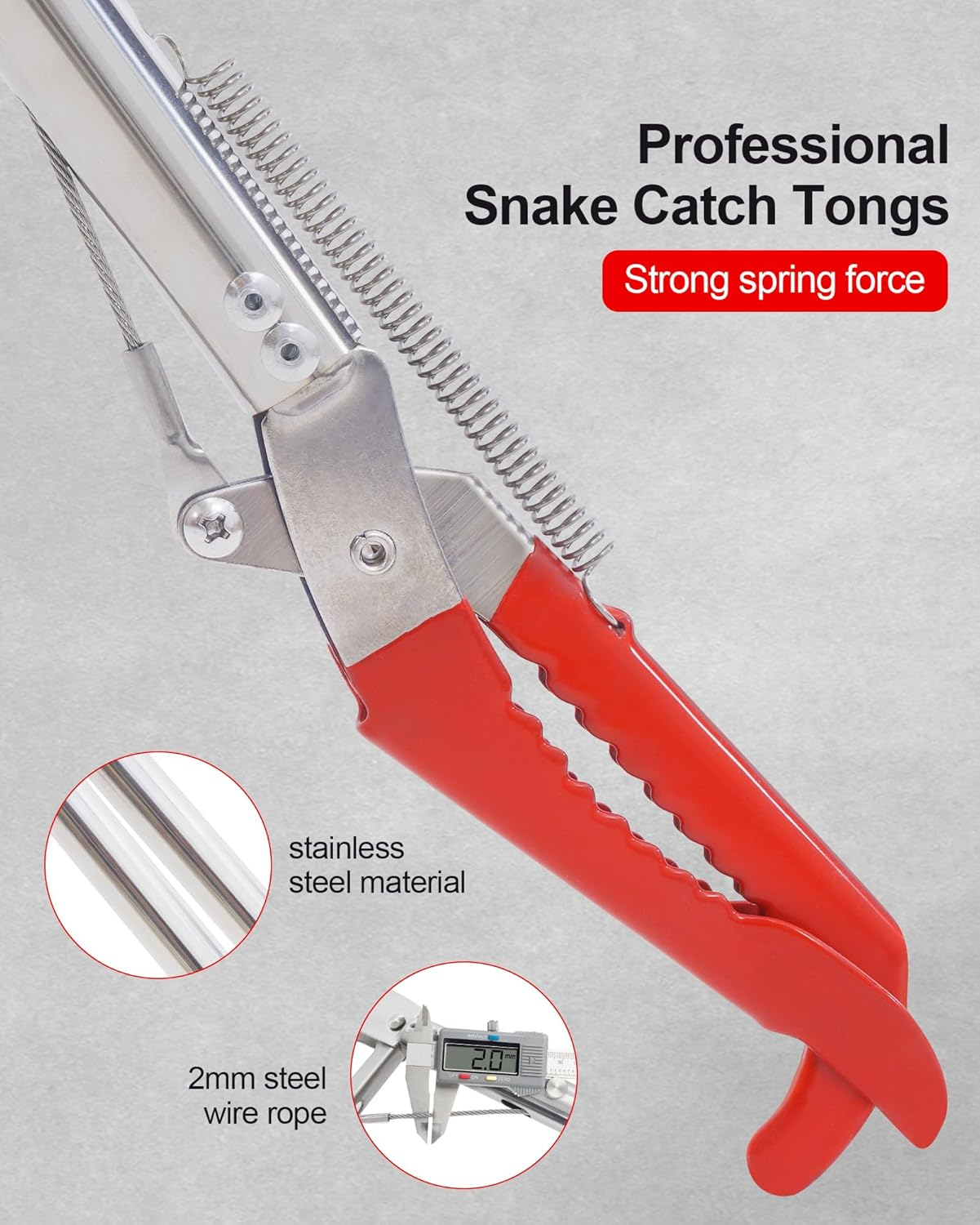 MAMI&BABI 47" Professional Snake Grabber Tool, Collapsible Heavy Duty Snake Catcher Tongs, Reptile Grabber Rattle Wide Jaw Handling Tool image number 4