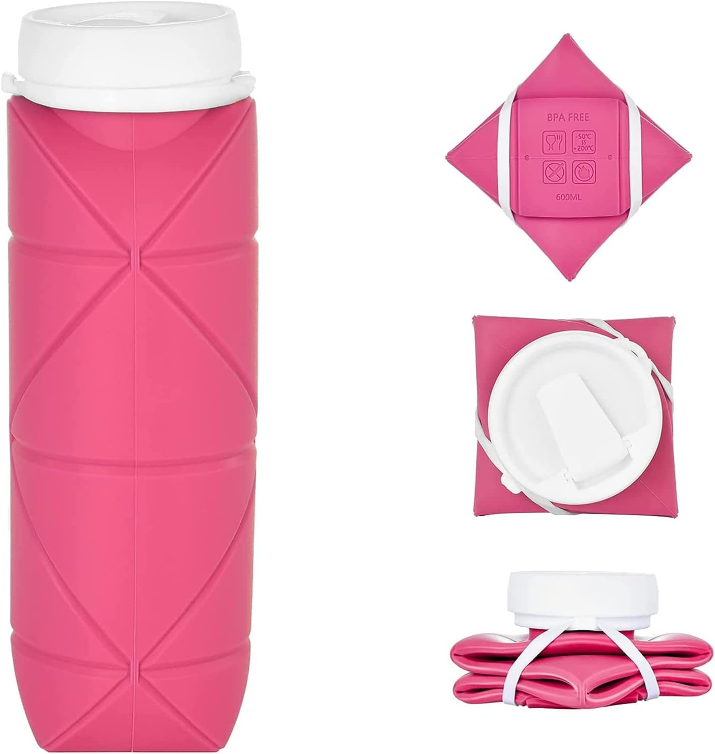 Collapsible Water Bottle Leakproof Valve BPA Free Silicone Foldable Water Bottle for Gym Camping Sports Lightweight Travel Bottle (Dark Green)