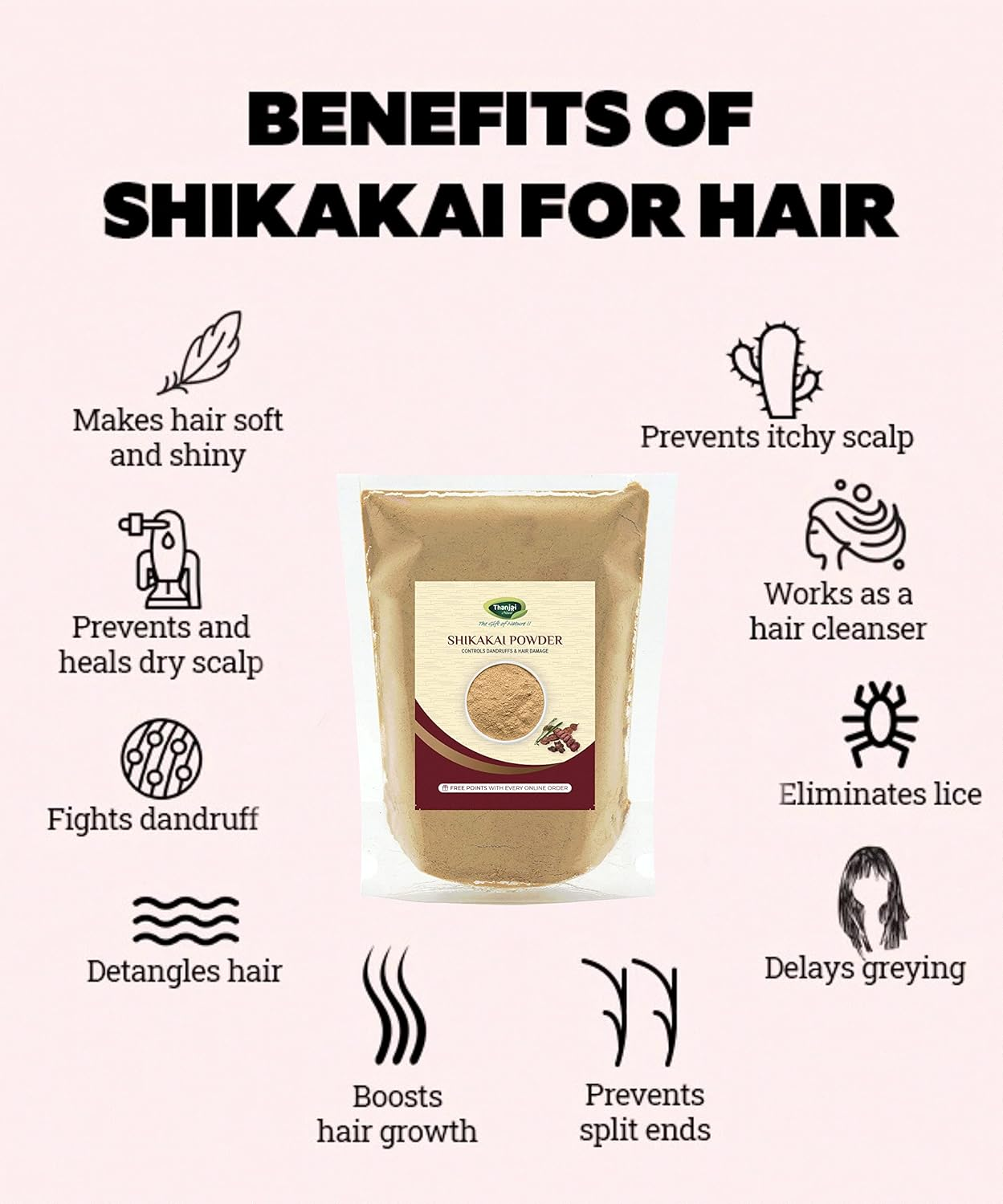 Thanjai Natural 100% Pure Shikakai (Acacia Concinna) Powder + Arappu (Albizia Almara) Powder for Hair Pack Powder for Damaged & Weak Hair | Excellent Hair Conditioner & Cleanser (Each 500G) image number 1