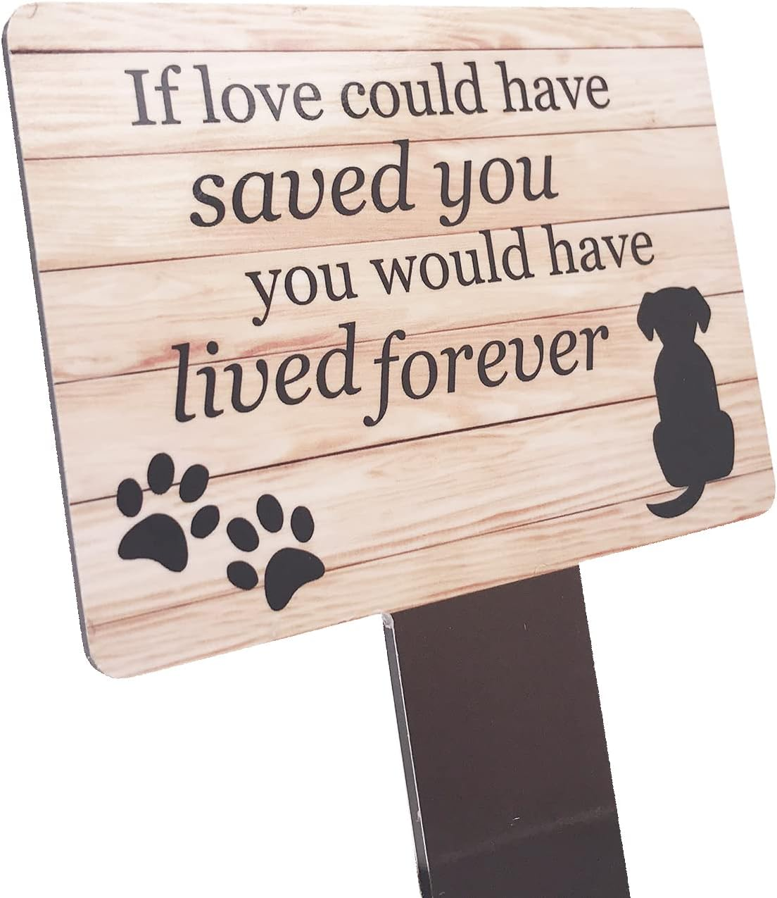 Dog Memorial Plaque with Ground Stake, Garden Grave Marker - Perfect Pet Tribute with a Choice of Remembrance Poems. Waterproof and Hardwearing. Shipped Globally. (Lived Forever) image number 4