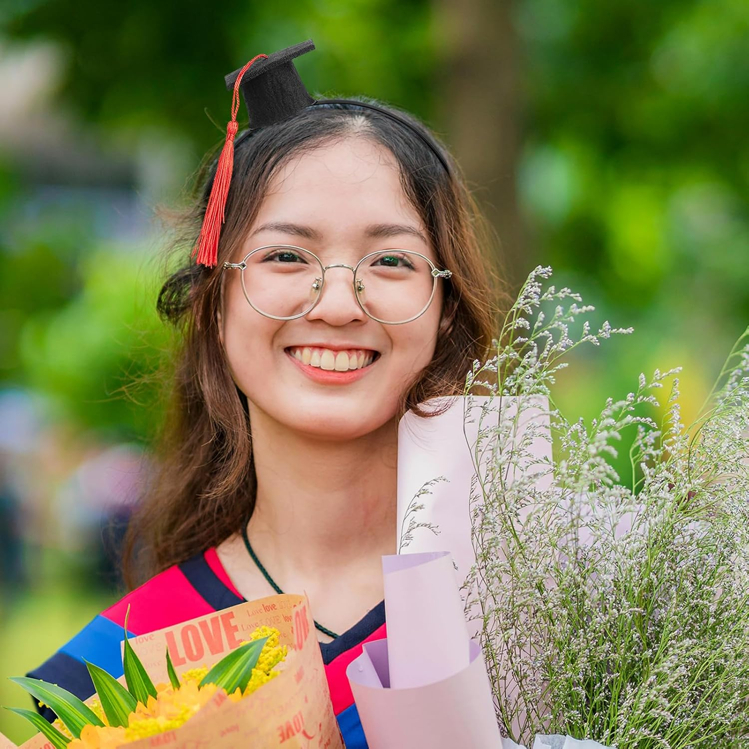 Hannafires Mini Graduation Cap Headband &ndash; Toddler & Preschooler Graduation Party Accessory, Cute Cap for Photos, Kindergarten Graduation Costume Prop, Graduation Cap Bottle Toppers with Tassels