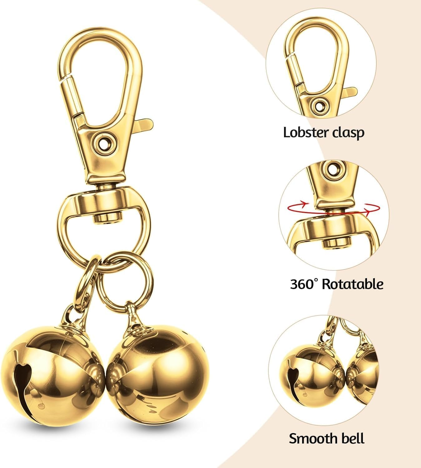 Fokmuaex 4 Pcs Pet Bells for Dog Cat - Gold & Silver Training Bells, Decorative Charm Pendants Jewelry for Pet Necklace Collar Accessories image number 6