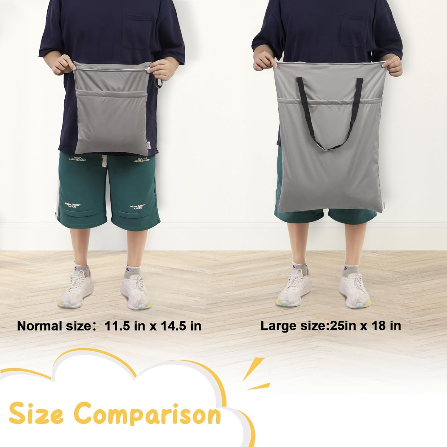 ALVABABY 2 Pack Large Wet Dry Bag Waterproof Hanging Cloth Diaper with Double Zippered Pockets 25X18 Inches HL-WB01H001-AU1 image number 1