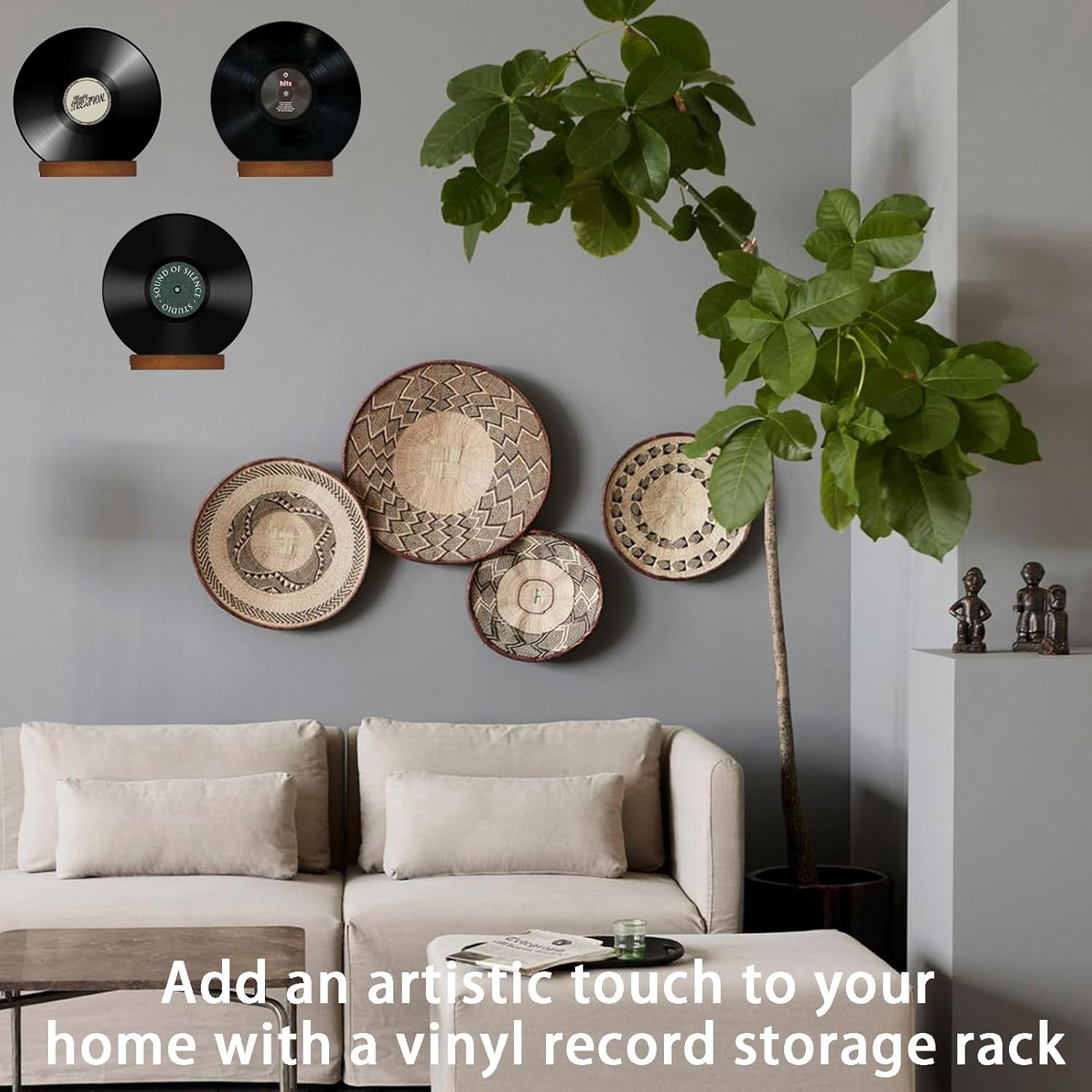 Vinyl Record Holder,6 Pcsvinyl Wall Mount, Retro Style Record Holder,Wooden Records Stand for Vinyl Records,Books,Photo Album,Magazine image number 1