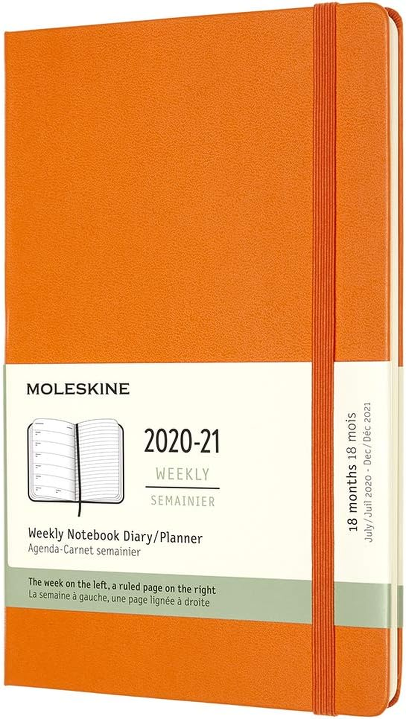 Moleskine 18 Monate Wochen Notizkalender 2020/2021 Extra Large, Saphir: 1 Wo = 1 Seite, Rechts Linierte Seite