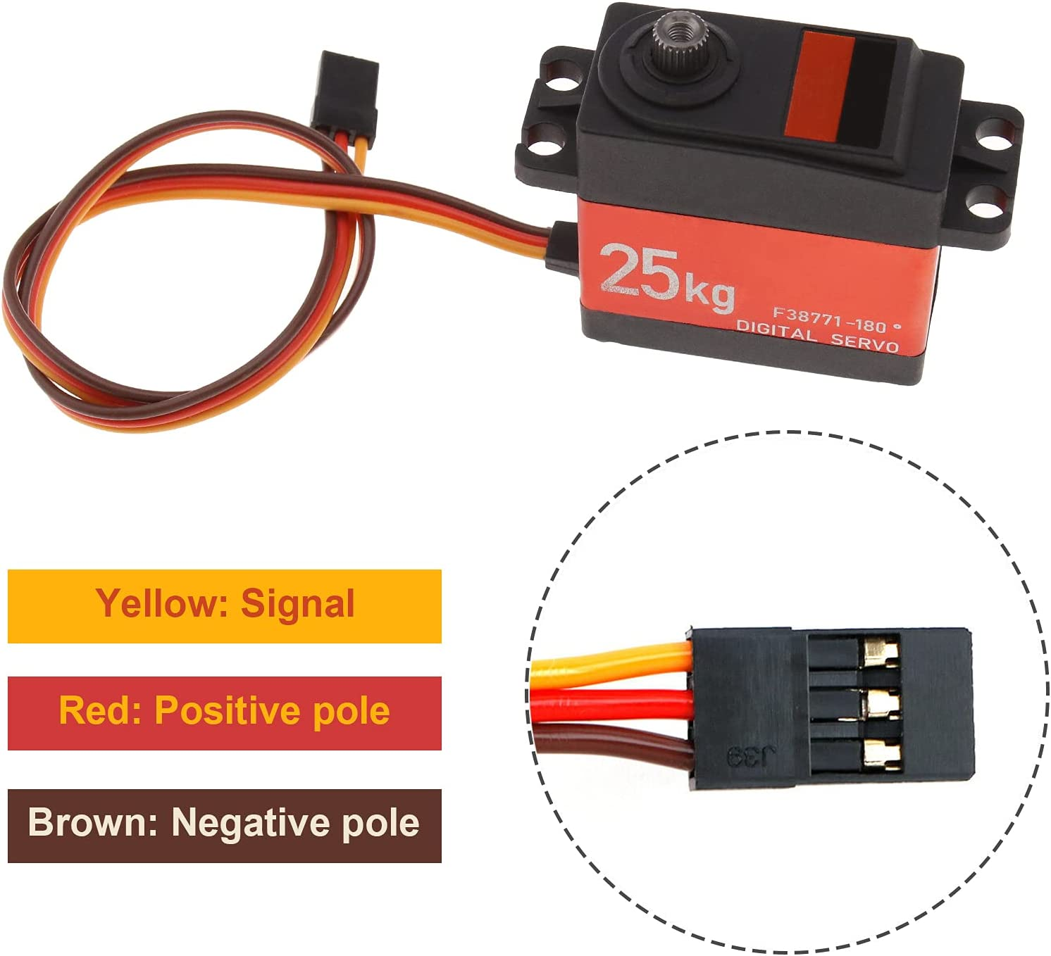 Emsea DS3225 25KG Full Metal Digital Servo 25T Arm Accessories Set for RC Car Robot Waterproof High Torque 180 Rotation image number 2