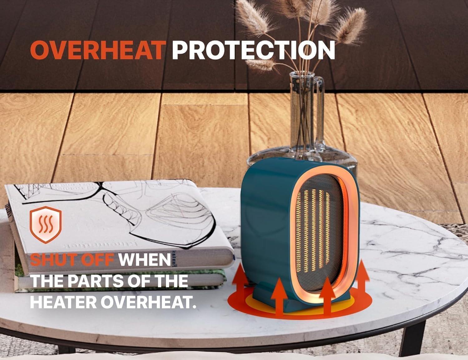 Electric Space Heater,Portable Energy Efficient Space Heaters for Indoor Use,Two-Speed Portable Heater Fan for Office with Adjustable,Overheating Protection,Dumping Shutdown image number 5