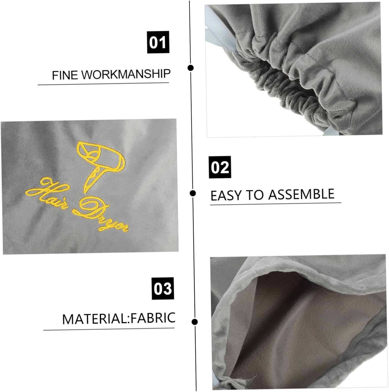 SOESFOUFU Embroidered Hair Dryer Travel Bag Lightweight Cloth Drawstring Pouch Compact Organizer for Hair Tools and Accessories Portable Protective Storage for Styling Equipment