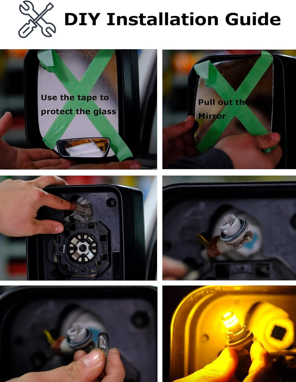 Ijdmtoy (2) Xenon White 4-SMD High Power LED Side Mirror Replacement Bulbs for 2007-2014 Toyota FJ Cruiser image number 4