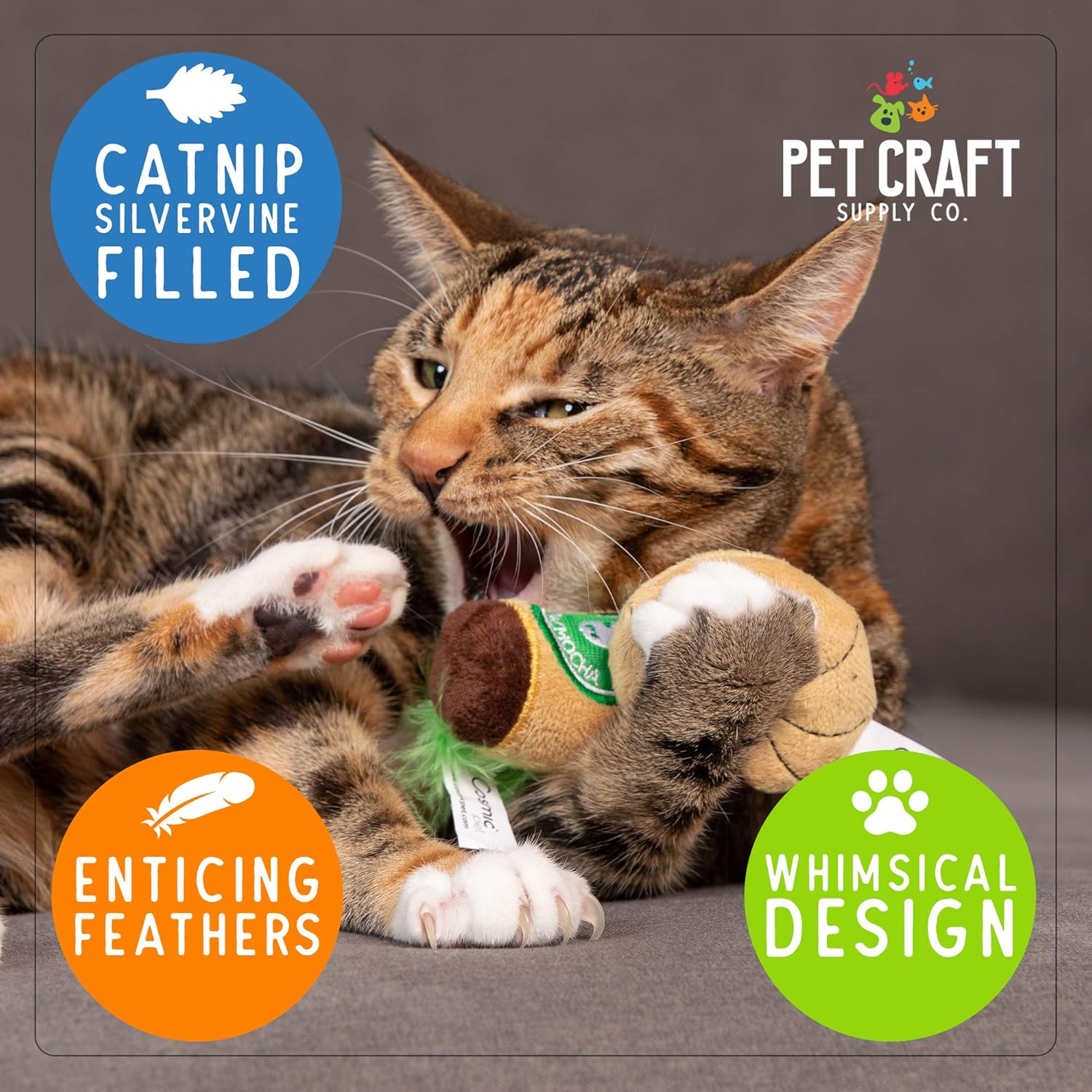 Pet Craft Supply Silly Snacks and Funny Food Crinkle Cuddling Catnip and Silvervine Interactive Cat Toys - Great for Indoor Cats, Kittens or Medium Breeds image number 1