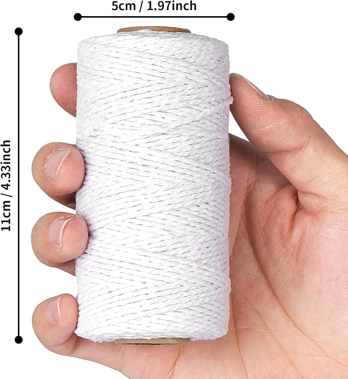 Ohtomber White Cotton Butchers Twine String - 328 Feet 2MM for Crafts, Bakers Twine, Kitchen Cooking Butcher Meat and Roasting, Gift Wrapping - Beige image number 4