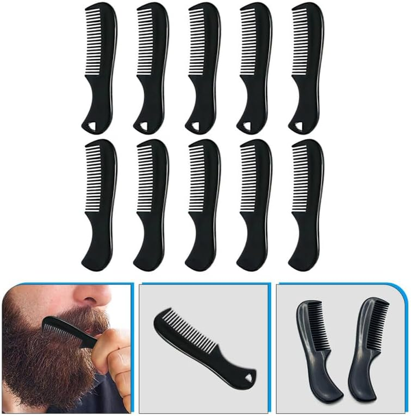 CALLARON Pack of 10 Mini Beard Combs Fine Curly Beard Brush Body Care Moustache Combs for Men Pocket Fine Tooth Comb Small Styling Fine Beard Comb Folding Mini Comb Black Plastic image number 4
