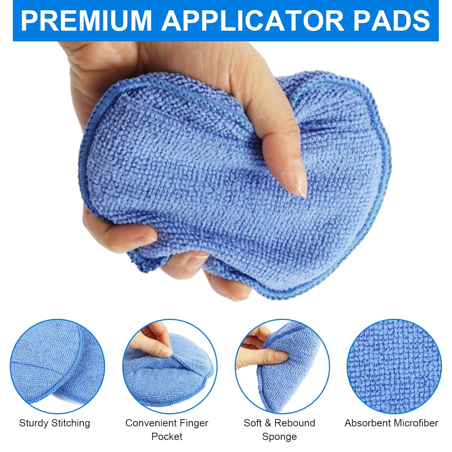 MAEZOE 5-Pack Car Wax Applicator Pads, Microfiber Applicator Pad with Finger Pocket, Buffing & Polishing Pads for Car Cleaning and Fine Polishing image number 4