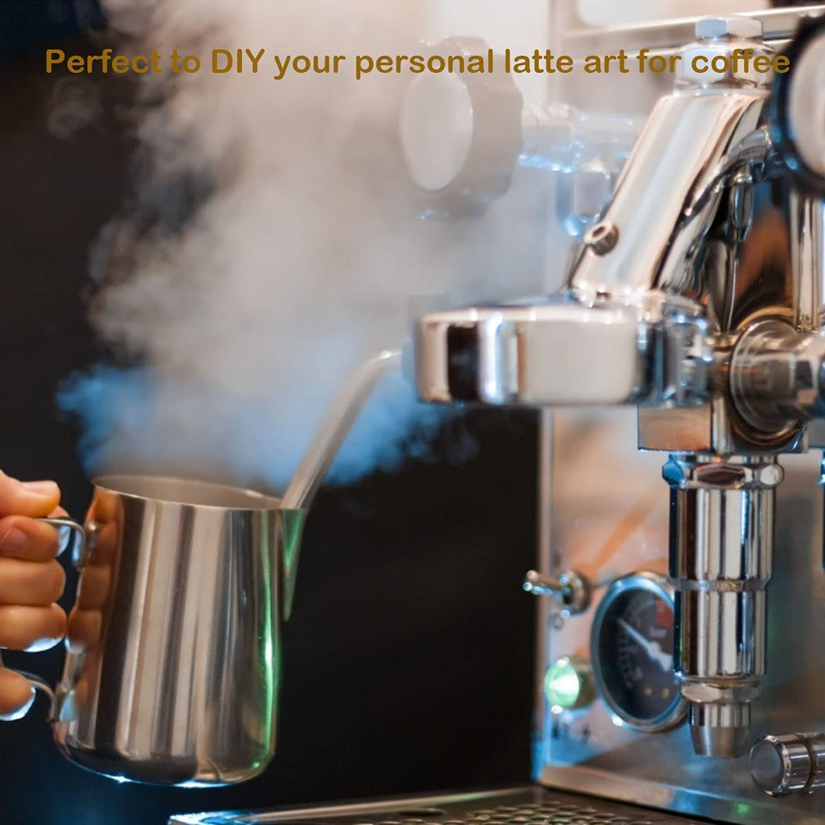 Milk Frothing Pitcher with Decorating Art Pen SUS304, Stainless Steel Milk Frother Cup Steaming Measurements inside for Espresso Machine Coffee Foam Making Cappuccino Latte Art (20 Oz/600 Ml) image number 4