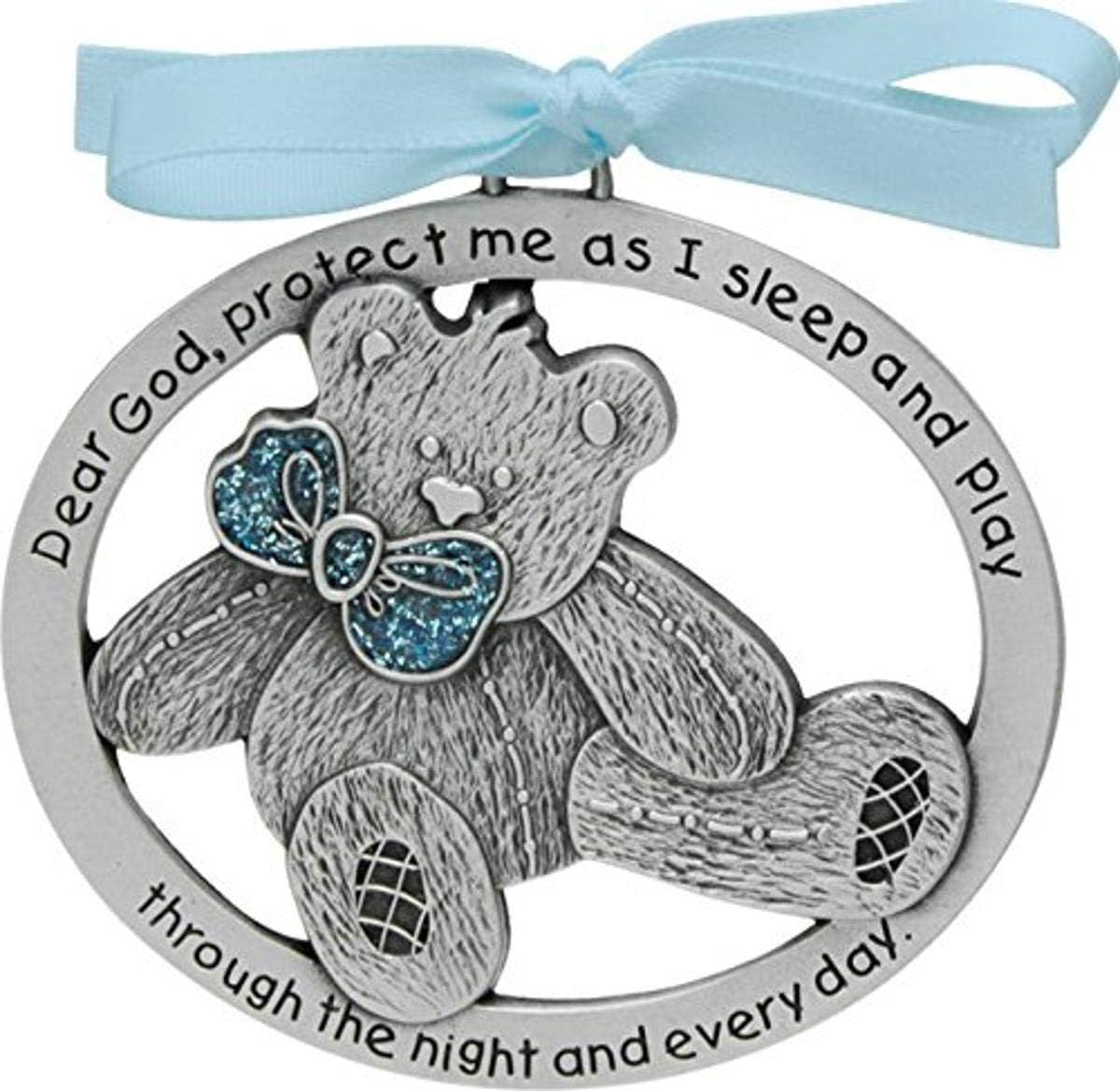 Cathedral Art CM17B Blue Teddy Bear Crib Medal, 2-1/2 Inch by 2-Inch