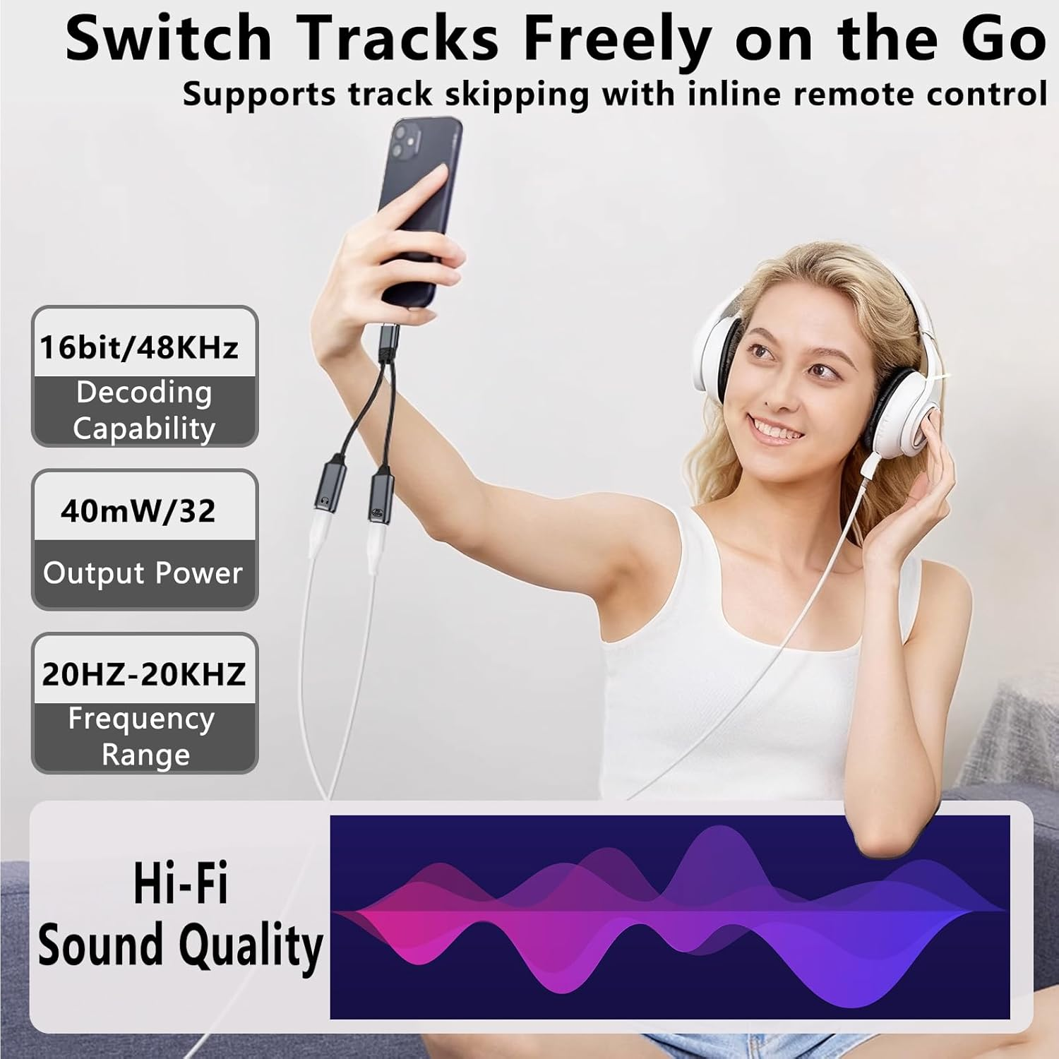 USB C Splitter 1 in 2 Out Dual USB C Headphone and Charger Audio Headphone Adapter Type C 100W PD Fast Charging Splitter Cable Dongle Hi-Fi Sound Compatible with Iphone 15 16 17 Pro Max Ipad Android image number 5