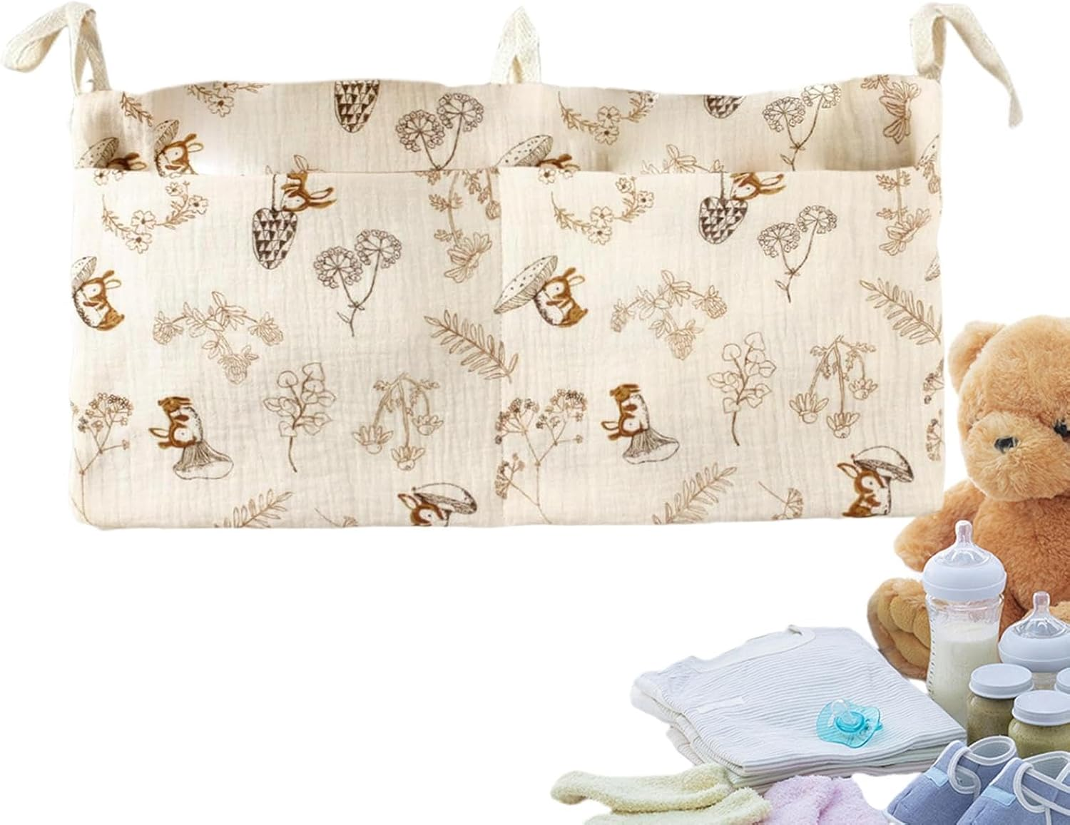 Hangable Diaper Caddy, Nursery Organizer Bag, Portable Diaper Organizer, Toddler Bed Organizer, Stroller Organizer Bag, Hangable Bedside Diaper Caddy and Nursery Organizer Bag for Toddler Beds image number 2