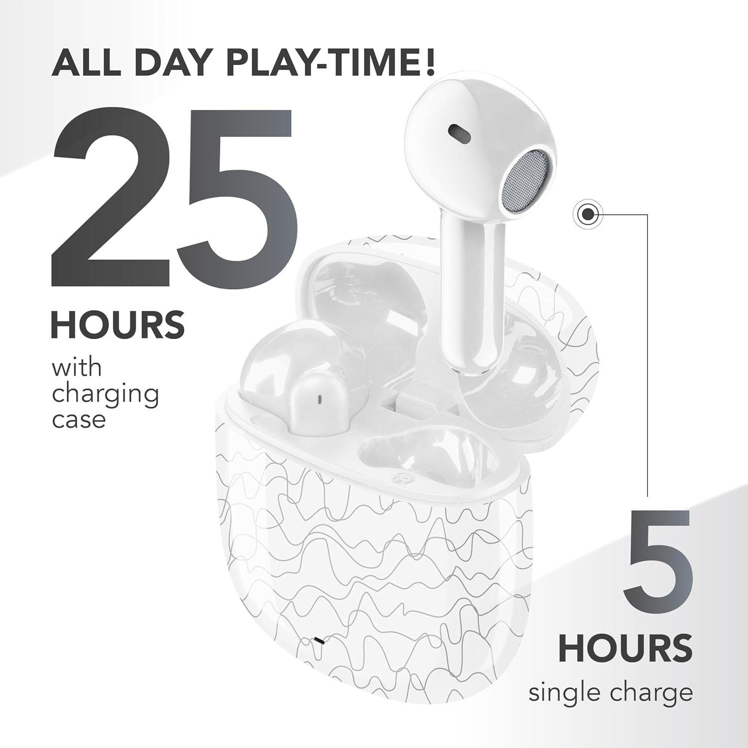 Music Sound - Bluetooth TWS Headphones Showy - Capsule Design - Wireless - Charging Case - Microphone - Playtime up to 25 Hours of Listening - Many Colours and Designs Available