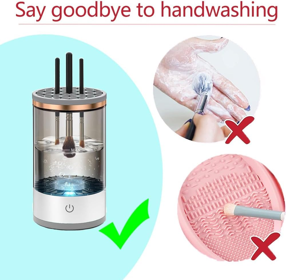Makeup Brush Cleaner, Electric Cosmetic Brush Cleaner Machine, Automatic Rotating Deep Cleaning, for Different Size Makeup Brushes image number 3