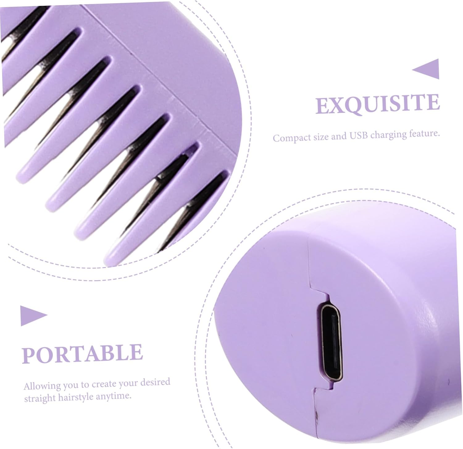 Healvian Charging Direct Hair Comb Brush Hair Straightener Portable Straightener Brush Cordless Straightening Heated Rechargeable Straightening Abs image number 6