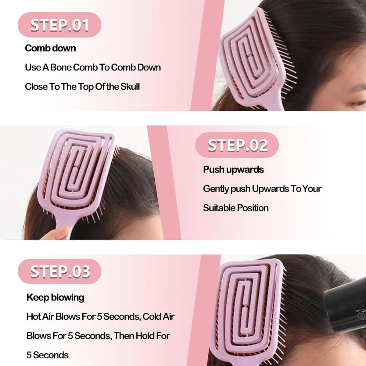 Pack of 4 Hair Brushes without Pulling, Magic Hair Brush, Hairs Brushes Scalp for Wet and Dry, without Pulling - Anti-Tangle Hairs Brush, Detangling Hair Brushes for Men, Women and Kids image number 3