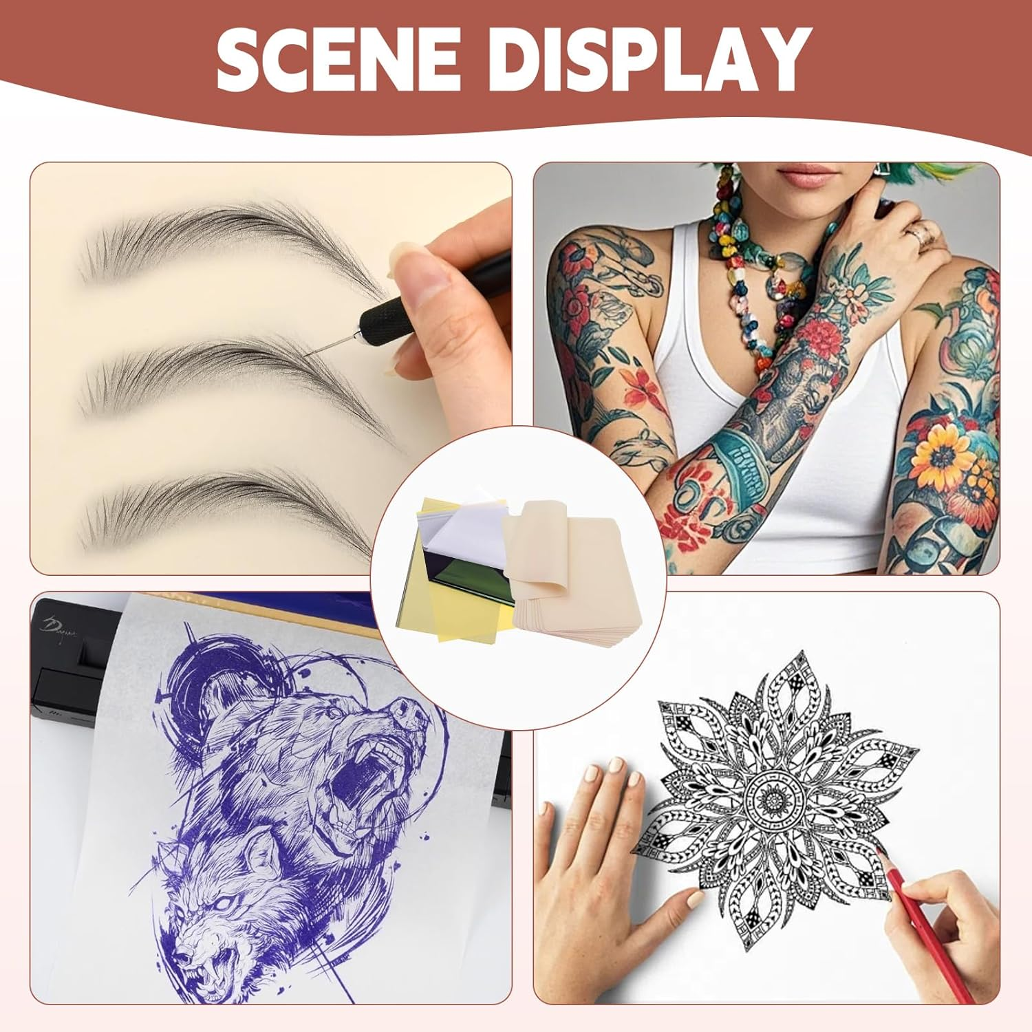 20 Pcs Tattoo Kit, 10Pcs Practice Skin & 10Pcs A4 Transfer Paper Set, Blank Fake Skin Sheets for Tattoo Training Stencil Tracing Beginner to Professional Tattoo Supplies image number 2