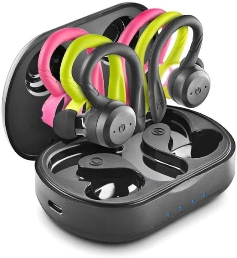 Glowster Sports Headphones Bluetooth 5.3 TWS - 3 Silicone Straps - Hands-Free - Running Time up to 10 Hours - IPX7 Resistance - Ideal for Outdoor Activities