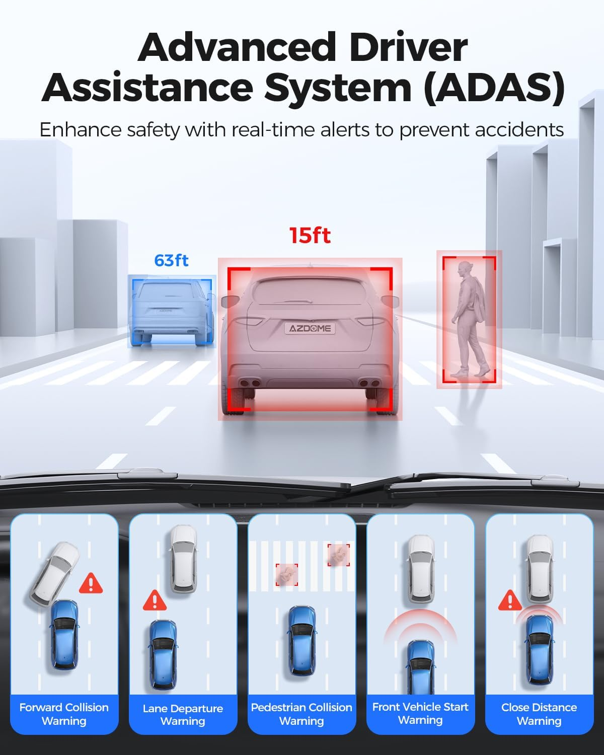 AZDOME PG17 Max 4K+2.5K Mirror Dash Cam with ADAS, BSD and LCA, 12" Rear View Mirror Camera with 5Ghz Wifi and Voice Control, Rearview Mirror Backup Camera Includes 64GB Card, GPS, Parking Monitor image number 1