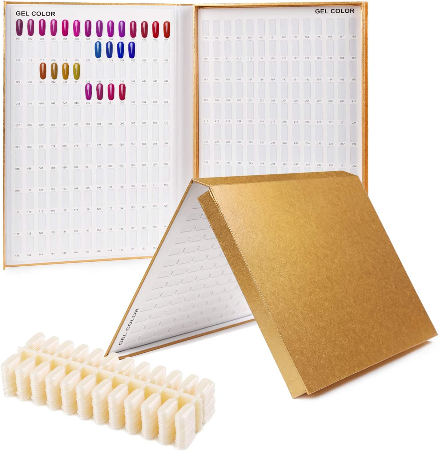 Makartt 308 Poly Nail Gel Color Chart Display Book Golden Nail Polish Gel Color Display Nail Salon Tools, A-13 image number 1