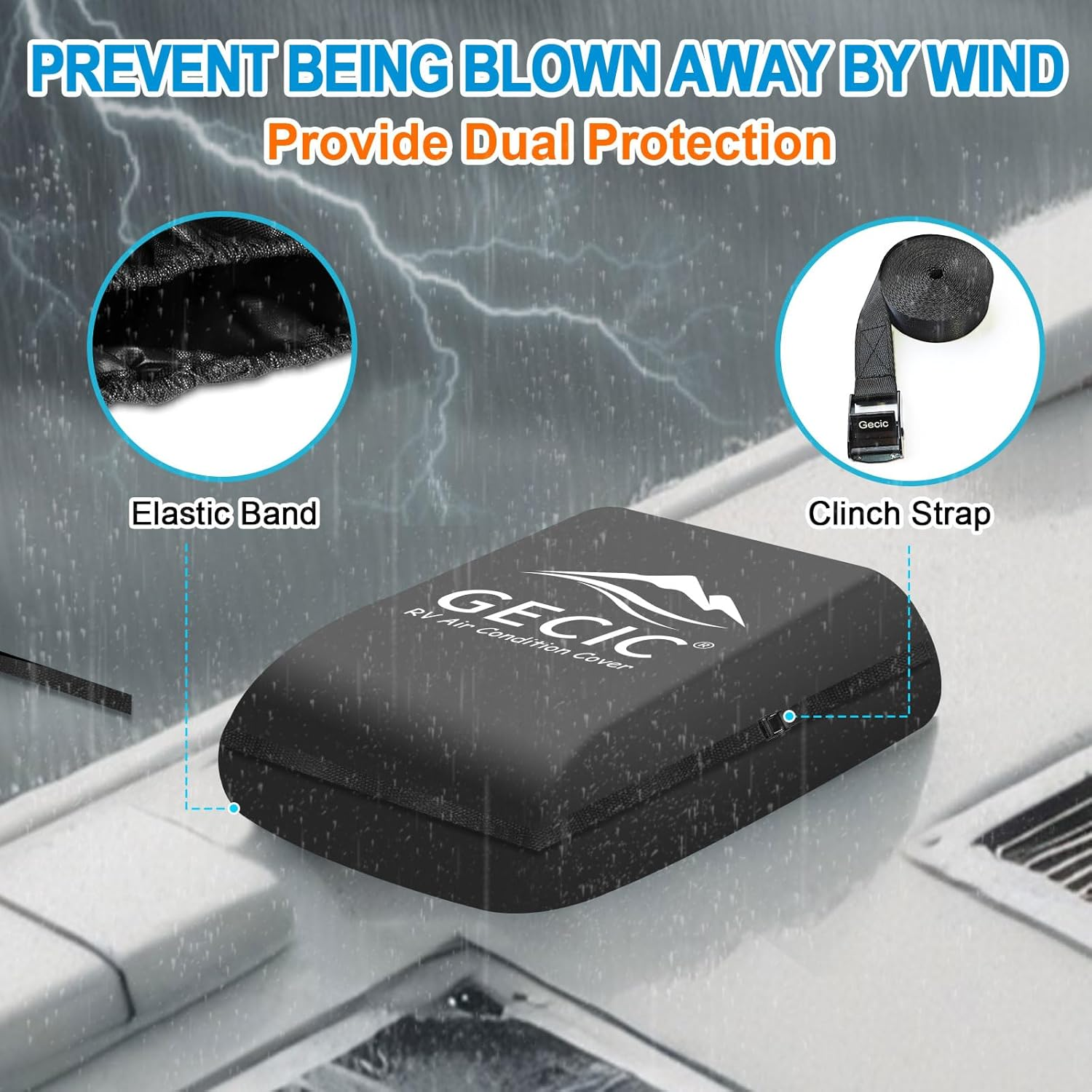 RV Camper Air Conditioner Cover Trailer AC Covers for RV Roof Unit, Compatible with Recpro 9.5K, Dometic Penguin II RV Air Conditioner Winter Covers for outside - RV A/C Cover for Roof image number 5