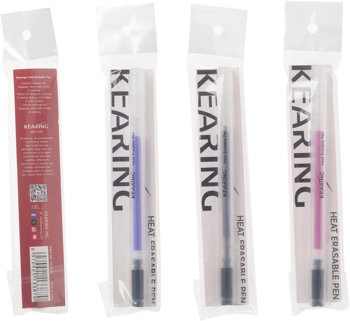 Kearing 4 Pack Heat Erasable Fabric Marking Pens, Fabric Markers for Sewing, Embroidery, Quilting, Dressmaking, Fabric Marking Tool, Embroidery Erasable Pen image number 4